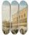 Triptych art skateboard deck of Edward Pritchett The Doges Palace The Piazzetta And The Biblioteca With Sta Maria Della Salute Beyond Venice by Edward Pritchett (1828-1864)