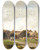 Triptych art skateboard deck of Eugne Ciceri Figures On The Outskirts Of A Village by Eugene Ciceri (1813-1890)