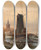 Triptych art skateboard deck of Elias Pieter Van Bommel Dutch Sawmill Water Mill And Flour Mill Near Amsterdam by Elias Pieter Van Bommel (1819-1890)