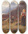 Triptych art skateboard deck of Hans Dahl A Girl Knitting In A Norwegian Landscape by Hans Dahl (1849-1937)