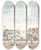 Triptych art skateboard deck of Johan Christian Dahl Brygge I Bergen by Johan Christian Dahl (1788-1857)