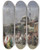Triptych art skateboard deck of Alberto Pasini Marketplace On The Bosporus Constantinople And The New Mosque Beyond by Alberto Pasini (1826-1899)