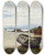 Triptych art skateboard deck of Amaldus Nielsen Jaktevrak Lve by Amaldus Nielsen (1838-1932)