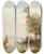 Triptych art skateboard deck of Karl Girardet A Sunday Outing by Karl Girardet (1813-1871)