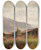 Triptych art skateboard deck of Gustav Barbarini A View Of Untersberg From Wals by Gustav Barbarini (1840-1909)