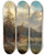 Triptych art skateboard deck of Josef Thoma Lake Gosau With The Dachstein by Josef Thoma (1828-1899)