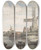 Triptych art skateboard deck of Jan Hulswit View Of A Canal With Three Windmills by Jan Hulswit (1766-1822)