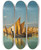 Triptych art skateboard deck of Guglielmo Ciardi A View Of St Marks Basin With The Punta Della Dogana by Guglielmo Ciardi (1842-1917)
