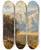Triptych art skateboard deck of Josef Thoma Travellers With A View Of The Dachstein Massif by Josef Thoma (1828-1899)