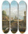 Triptych art skateboard deck of Bernardo Bellotto Landscape Capriccio With Classical And Medieval Motifs And Some Buildings From Dresden by Bernardo Bellotto (1721-1780)