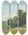 Triptych art skateboard deck of Henrijoseph Harpignies Repos Dans La Campagne by Henri Joseph Harpignies (1819-1916)