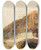 Triptych art skateboard deck of George Chinnery A Bengal Scene With A Thatched Dwelling And A Goat Beside A Bridge by George Chinnery (1774-1852)