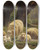 Triptych art skateboard deck of Juliette Peyrolbonheur Sheep Grazing In A Wooded Clearing by Juliette Peyrol-Bonheur (1830-1891)