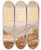 Triptych art skateboard deck of Charles Decimus Barraud View Of Mt Aspiring Province Of Otago Looking North Up The Valley Of Matekitiki River From Dr Hectors Camp Of 1863 by Charles Decimus Barraud (1822-1897)