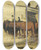 Triptych art skateboard deck of Anton Mauve Het In Zee Brengen Van Een Visserspink by Anton Mauve (1838-1888)