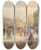 Triptych art skateboard deck of Emil Barbarini A Scene In Paris by Emil Barbarini (1855-1933)