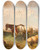 Triptych art skateboard deck of Edmund Mahlknecht Resting In The Fields In The Background Perchtoldsdorf by Edmund Mahlknecht (1820-1903)