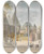 Triptych art skateboard deck of Charles Gore Gate Toward Bursit Aixlachappelle by Charles Gore (1729-1807)