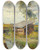 Triptych art skateboard deck of Marie Egner Summer In The Salzburg Moors With A View Of The Fortress by Marie Egner (1850-1940)