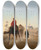 Triptych art skateboard deck of Charles Thodore Frre Caravan In The Desert by Charles Theodore Frere (1814-1888)