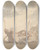Triptych art skateboard deck of Thomas Rowlandson Harbor Scene With The Tide Out And Beached Boats by Thomas Rowlandson (1756-1827)