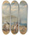 Triptych art skateboard deck of Joseph Mallord William Turner Folkestone Harbour And Coast To Dover by Joseph Mallord William Turner (1775-1851)