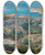 Triptych art skateboard deck of Menci Clement Crni A View Of Plase On The Adriatic Coast by Menci Clement Crncic (1865-1930)