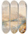 Triptych art skateboard deck of Joseph Mallord William Turner Ludlow Castle Shropshire by Joseph Mallord William Turner (1775-1851)