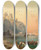 Triptych art skateboard deck of Franz Richard Unterberger A Coastal Landscape Near Marsala Sicily by Franz Richard Unterberger (1838-1902)