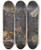 Triptych art skateboard deck of French School A Still Life With Various Fruits In A Basket And On A Ledge Flowers In A Vase Musical Instruments And A Monkey With A Flute by French School (16-19-)