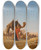Triptych art skateboard deck of Charles Thodore Frre The Halt Of The Caravan by Charles Theodore Frere (1814-1888)