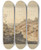 Triptych art skateboard deck of William Taverner Hilly Landscape With Two Figures On A Road by William Taverner (1700-1772)
