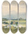 Triptych art skateboard deck of Antoine Chintreuil Extensive Landscape Prospect With A Fortified Building On Hill In The Background by Antoine Chintreuil (1814-1873)