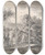 Triptych art skateboard deck of Antonie Waterloo Trees And Cottages In Hillylandscape by Antonie Waterloo (1609-1690)