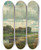 Triptych art skateboard deck of Willem Roelofs Landscape In The Environs Of The Hague by Willem Roelofs (1822-1897)