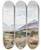 Triptych art skateboard deck of Peter De Wint A Stream In The Welsh Mountains Near Snowdon Range by Peter De Wint (1784-1849)
