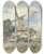 Triptych art skateboard deck of Johan Barthold Jongkind Wind Mill At Antwerp by Johan Barthold Jongkind (1819-1891)