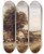 Triptych art skateboard deck of Georgina Lara A Farmyard With Figures Horses by Georgina Lara (1862-1871)