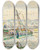 Triptych art skateboard deck of Paul Signac Lzardrieux Voilier Quai by Paul Signac (1863-1935)