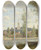Triptych art skateboard deck of Paul Dsir Trouillebert Vue De La Flche by Paul Desire Trouillebert (1829-1900)