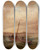 Triptych art skateboard deck of Pieter Cornelis Dommersen Shipping In The Harbor by Pieter Cornelis Dommersen (1833-1918)