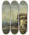 Triptych art skateboard deck of Flix Ziem Vue Ditalie La Vieille Porte by Felix Ziem (1821-1911)