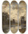 Triptych art skateboard deck of Leon Richet Pond At The Edge Of The Forest by Leon Richet (1847-1902)