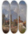 Triptych art skateboard deck of Heinrich Brkel Gebirgsdorf Mit Brunnen Im Hintergrund Das Wettersteingebirge_2 by Heinrich Burkel (1802-1869)