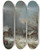Triptych art skateboard deck of Heinrich Brkel Dorfstrasse Im Winter Mit Trnke by Heinrich Burkel (1802-1869)