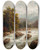 Triptych art skateboard deck of Julius Rose Alpine Landscape With River by Julius Rose (1828-1911)