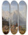 Triptych art skateboard deck of Heinrich Brkel Gebirgsdorf Mit Brunnen Im Hintergrund Das Wettersteingebirge_1 by Heinrich Burkel (1802-1869)