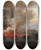 Triptych art skateboard deck of Johan Christian Dahl An Eruption Of Vesuvius by Johan Christian Dahl (1788-1857)