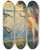 Triptych art skateboard deck of Leo Putz Reigenthe Dance by Leo Putz (1869-1940)