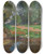 Triptych art skateboard deck of Thomas Herbst Dorflandschaft Mit Enten An Einem Weiher by Thomas Herbst (1848-1915)